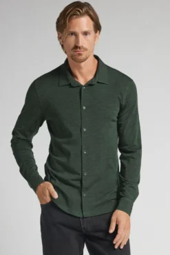 Koszule|Wełna Merino>Intimissimi Koszula z Długim Rękawem z Wełny Merino zielony - 981j - verde scuro melange