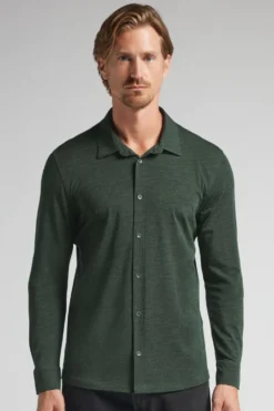Koszule|Wełna Merino>Intimissimi Koszula z Długim Rękawem z Wełny Merino zielony - 981j - verde scuro melange
