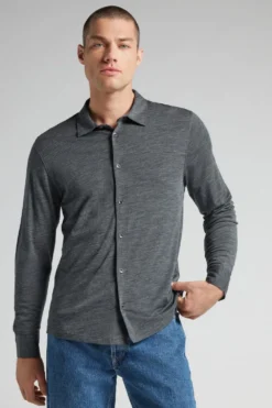 Koszule|Wełna Merino>Intimissimi Koszula z Długim Rękawem z Wełny Merino ciemnoszary - 7522 - antracyt melanż