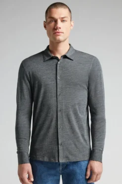 Koszule|Wełna Merino>Intimissimi Koszula z Długim Rękawem z Wełny Merino ciemnoszary - 7522 - antracyt melanż