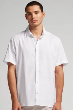 T-shirty|Koszule>Intimissimi Koszula z Krótkim Rękawem z Lnu i Bawełny biały - 001 - biały