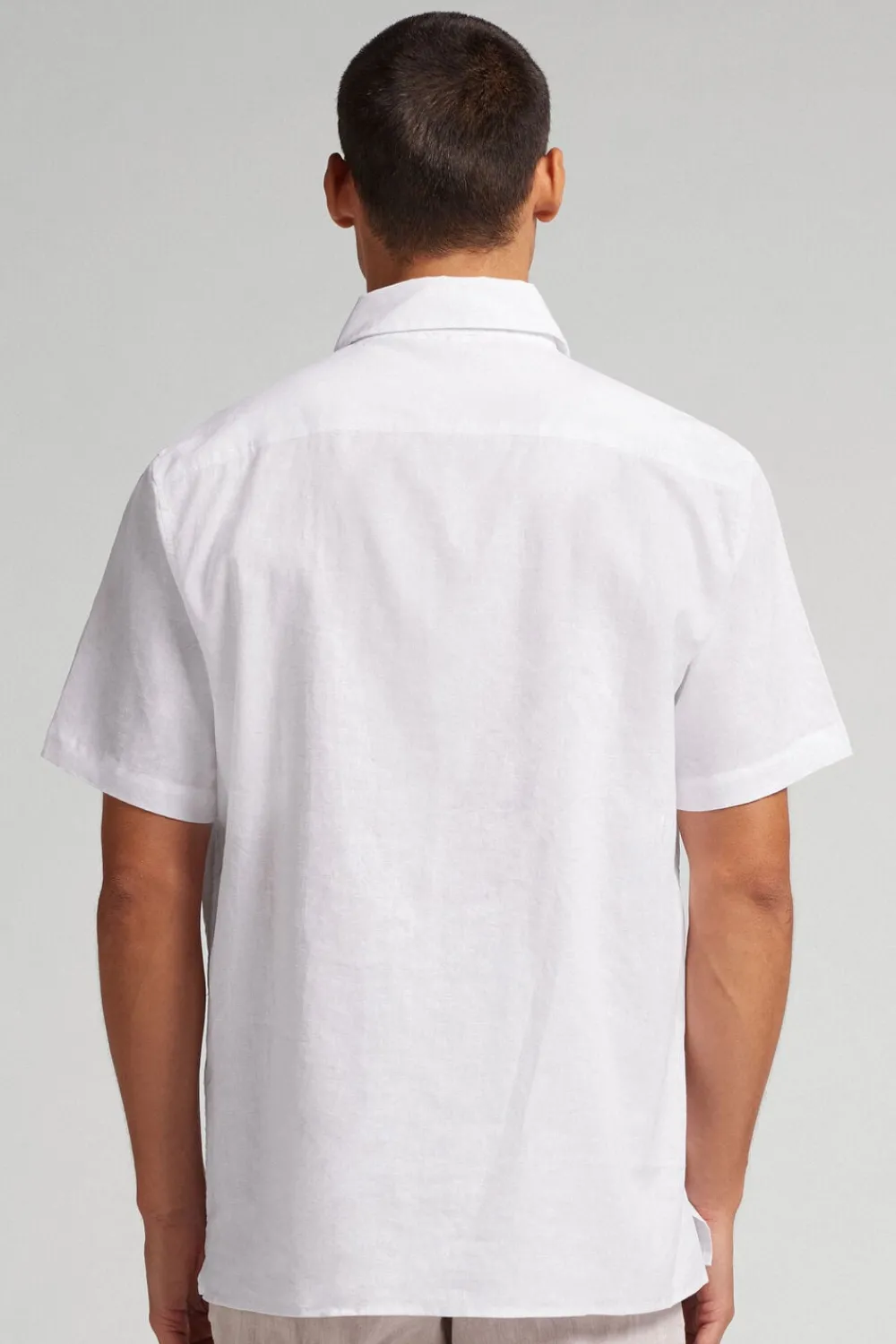 T-shirty|Koszule>Intimissimi Koszula z Krótkim Rękawem z Lnu i Bawełny biały - 001 - biały