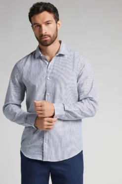 Koszule|Len>Intimissimi Koszula z Lnu i Bawełny niebieski - 904j - millerighe blu