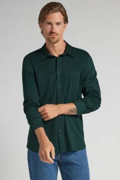 Koszule|Merceryzowana Bawełna Filo Premium>Intimissimi Koszula z Merceryzowanej Bawełny filo Premium zielony - 132j - verde scuro