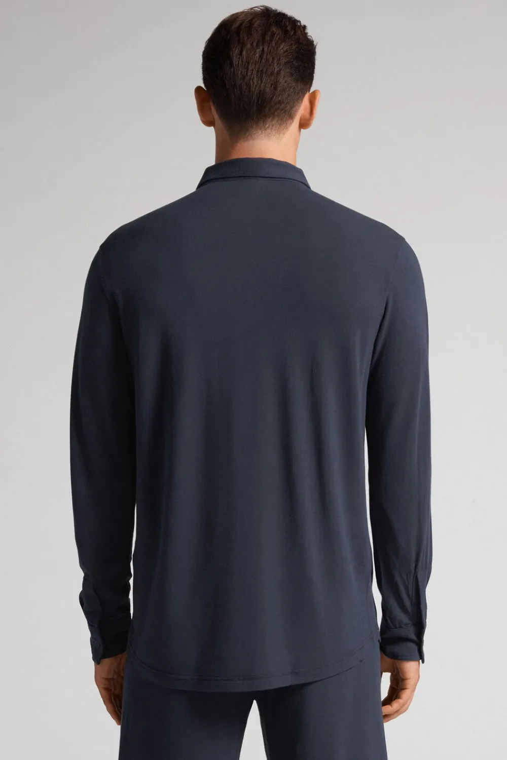 Koszule|Soft Silk>Intimissimi Koszula z Piki Modalowej i Jedwabiu niebieski - 800 - blu notte
