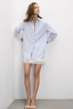 Koszule / Bluzki|Odzież Domowa>Intimissimi Koszula z Płótna Bawełnianego w Paski Love Me Tender fioletowy - 116k - riga lilla