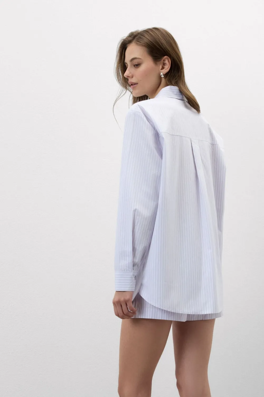 Koszule / Bluzki|Odzież Domowa>Intimissimi Koszula z Płótna Bawełnianego w Paski Love Me Tender fioletowy - 116k - riga lilla