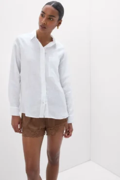 Koszule / Bluzki|Len>Intimissimi Koszula zPłótna Lnianego The Pure Linen - 001 - biały