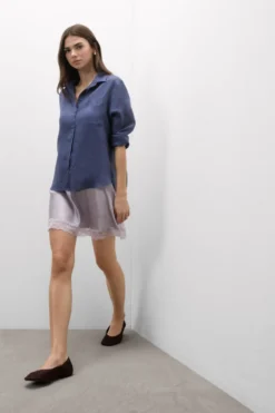 Koszule / Bluzki|Len>Intimissimi Koszula zPłótna Lnianego The Pure Linen niebieski - 167k - denim blue