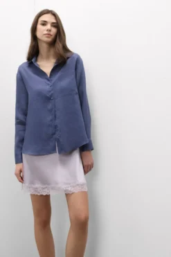 Koszule / Bluzki|Len>Intimissimi Koszula zPłótna Lnianego The Pure Linen niebieski - 167k - denim blue
