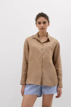 Koszule / Bluzki|Len>Intimissimi Koszula zPłótna Lnianego The Pure Linen beige - 166k - beige sabbia