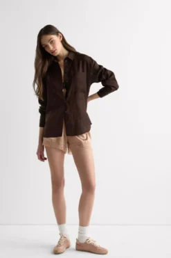 Koszule / Bluzki|Len>Intimissimi Koszula zPłótna Lnianego The Pure Linen brązowy - 705j - brąz mokka