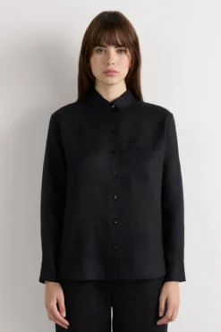 Koszule / Bluzki|Len>Intimissimi Koszula zPłótna Lnianego The Pure Linen czarny - 019 - czarny