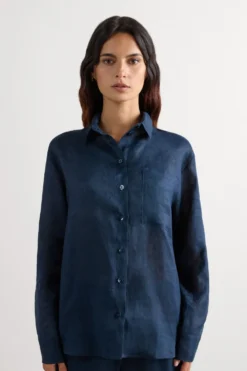 Koszule / Bluzki|Len>Intimissimi Koszula zPłótna Lnianego The Pure Linen - 243j - sailor blue