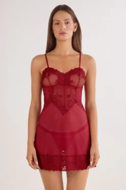 Halki / Babydoll|Koronka>Intimissimi Koszulka Babydoll Pretty Flowers czerwony - 9888 - ceralacca