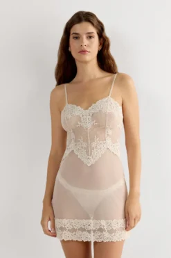 Halki / Babydoll|Koronka>Intimissimi Koszulka Babydoll Pretty Flowers naturalny - 2280 - cream