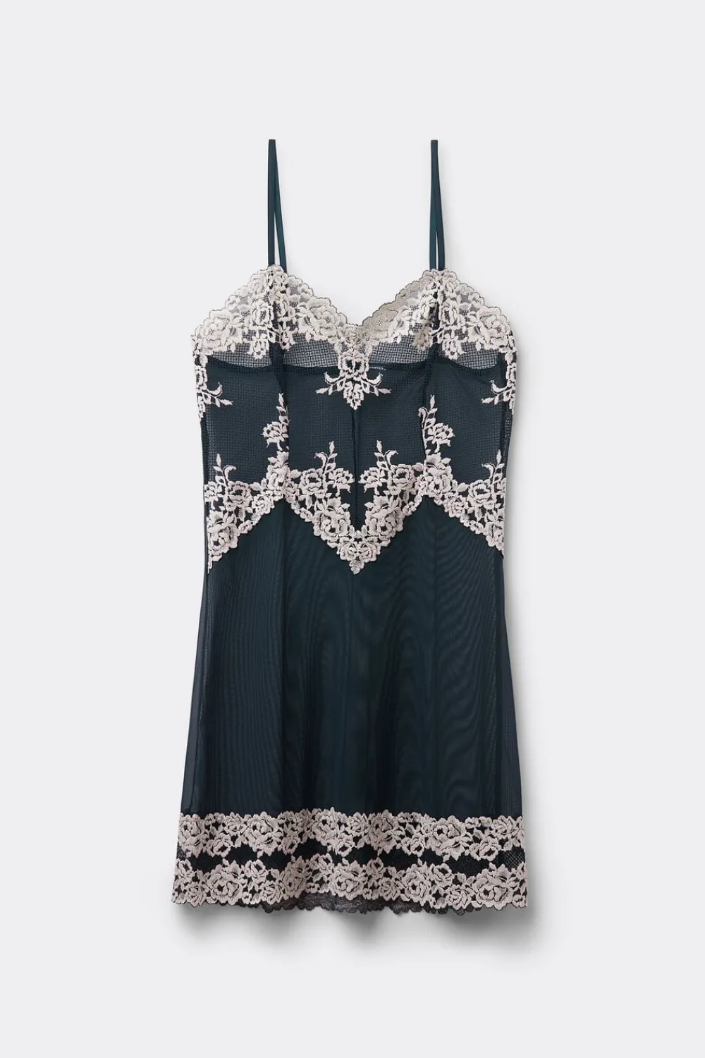 Halki / Babydoll|Koronka>Intimissimi Koszulka Babydoll Pretty Flowers kremowy - 347i - blu intenso/vaniglia