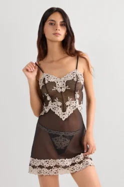 Halki / Babydoll|Koronka>Intimissimi Koszulka Babydoll Pretty Flowers wielobarwny - 9887 - nero/ivory