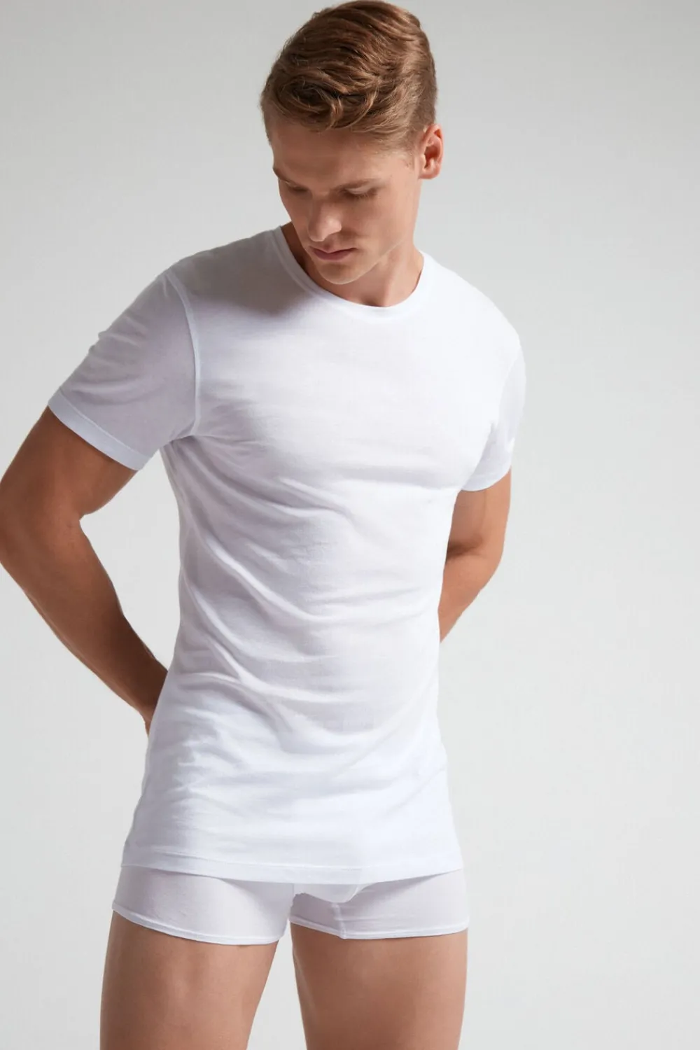 T-shirty|Bawełna Superior>Intimissimi Koszulka Męska 100% Bawełna Superior Extrafine biały - 001 - biały