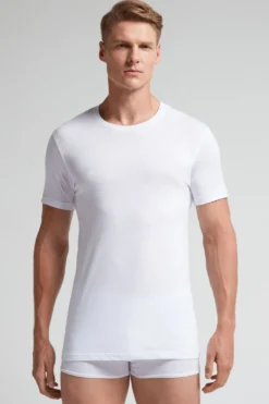 T-shirty|Bawełna Superior>Intimissimi Koszulka Męska 100% Bawełna Superior Extrafine biały - 001 - biały