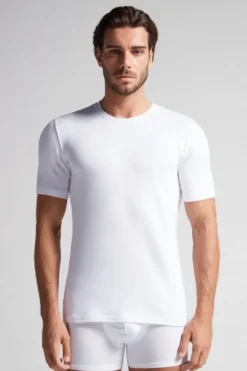 T-shirty|Kolekcja Termiczna Z Kaszmirem>Intimissimi Koszulka męska z modalu i kaszmiru biały - 001 - biały