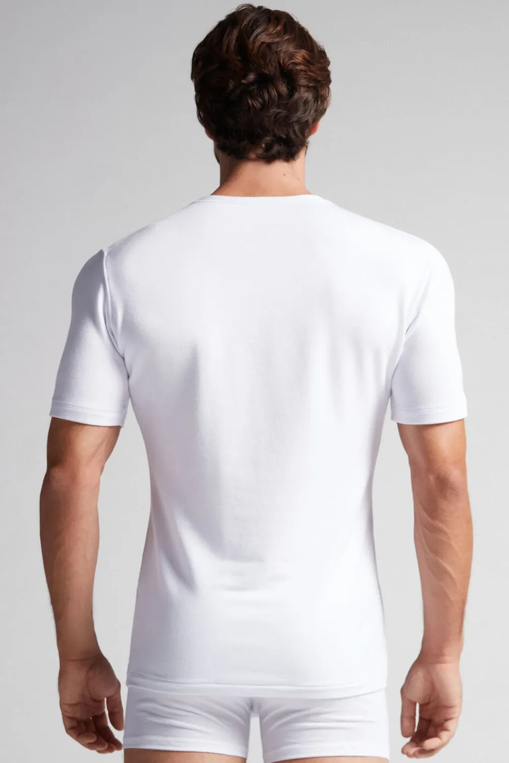T-shirty|Kolekcja Termiczna Z Kaszmirem>Intimissimi Koszulka męska z modalu i kaszmiru biały - 001 - biały