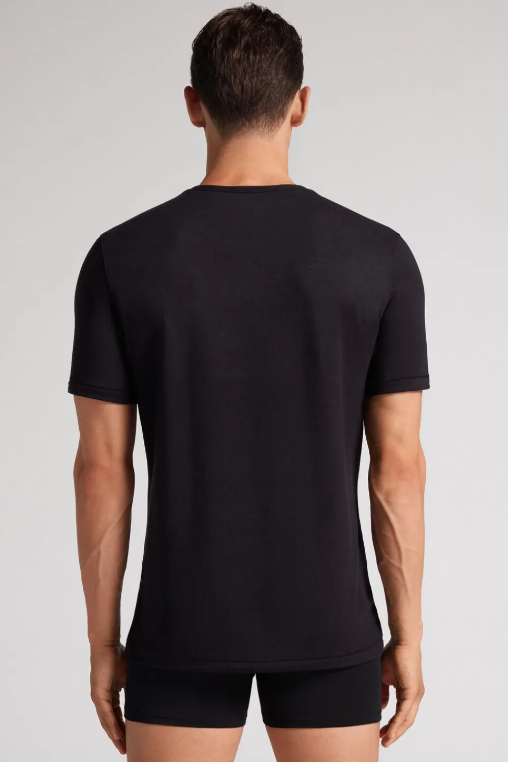 T-shirty|Kolekcja Termiczna Z Kaszmirem>Intimissimi Koszulka męska z modalu i kaszmiru czarny - 019 - czarny