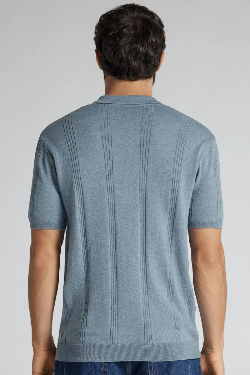 T-shirty|Polo>Intimissimi Koszulka Polo 100% Bawełny niebieski - 079k - denim melange