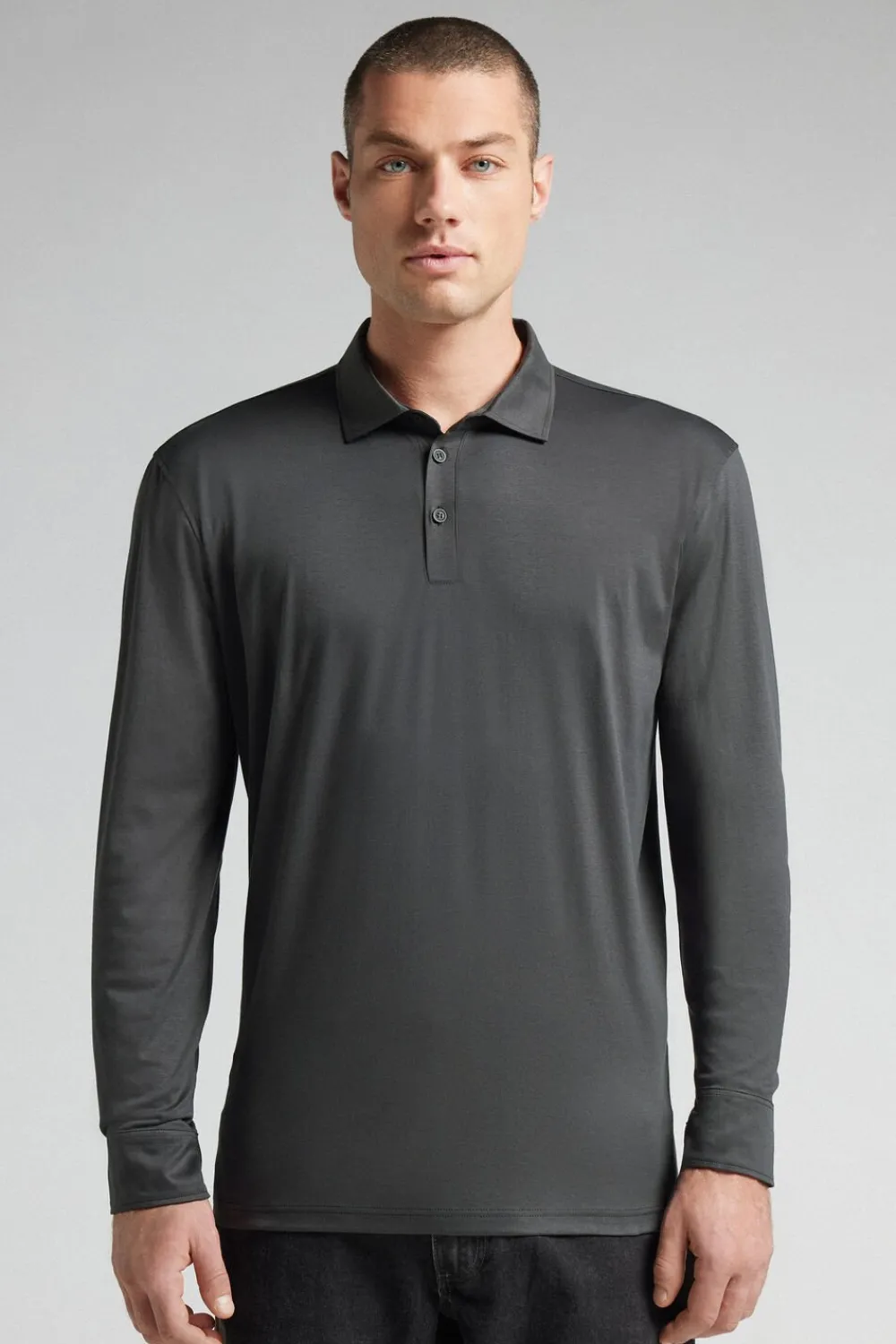 Polo|Merceryzowana Bawełna Filo Premium>Intimissimi Koszulka Polo z Merceryzowanej Bawełny filo Premium szary - 4712 - dark grey