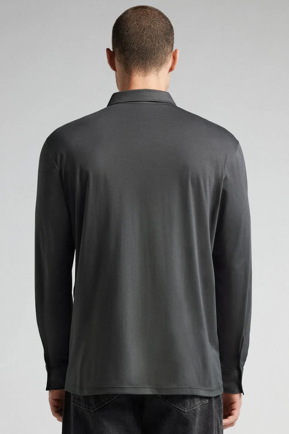Polo|Merceryzowana Bawełna Filo Premium>Intimissimi Koszulka Polo z Merceryzowanej Bawełny filo Premium szary - 4712 - dark grey