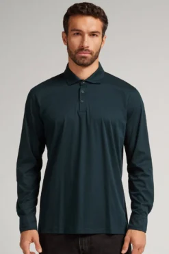 Polo|Merceryzowana Bawełna Filo Premium>Intimissimi Koszulka Polo z Merceryzowanej Bawełny filo Premium zielony - 132j - verde scuro