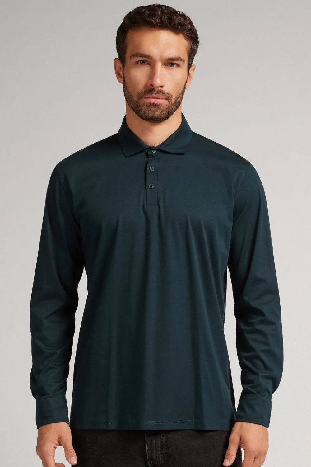 Polo|Merceryzowana Bawełna Filo Premium>Intimissimi Koszulka Polo z Merceryzowanej Bawełny filo Premium zielony - 132j - verde scuro