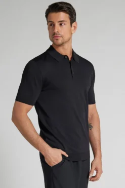 T-shirty|Polo>Intimissimi Koszulka Polo z Wiskozy i Nylonu czarny - 019 - czarny