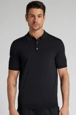 T-shirty|Polo>Intimissimi Koszulka Polo z Wiskozy i Nylonu czarny - 019 - czarny
