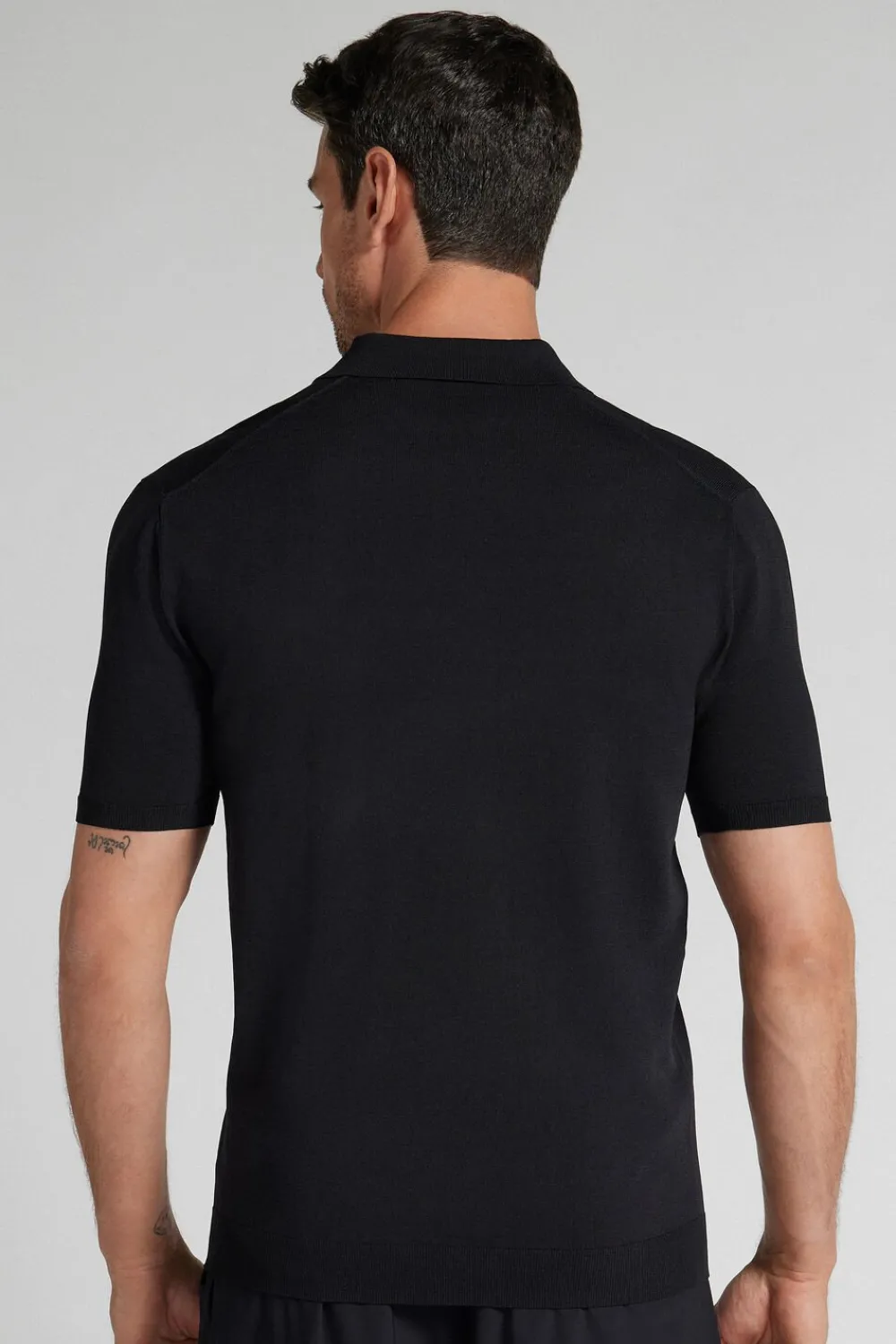 T-shirty|Polo>Intimissimi Koszulka Polo z Wiskozy i Nylonu czarny - 019 - czarny
