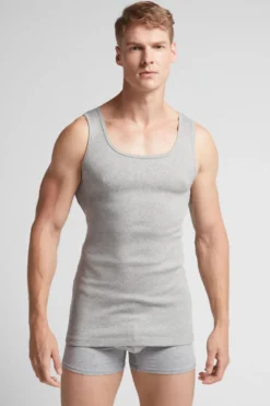 Podkoszulki|Bawełna Superior>Intimissimi Koszulka w Prążek 100% Bawełny Superior szary - 031 - grigio melange chiaro