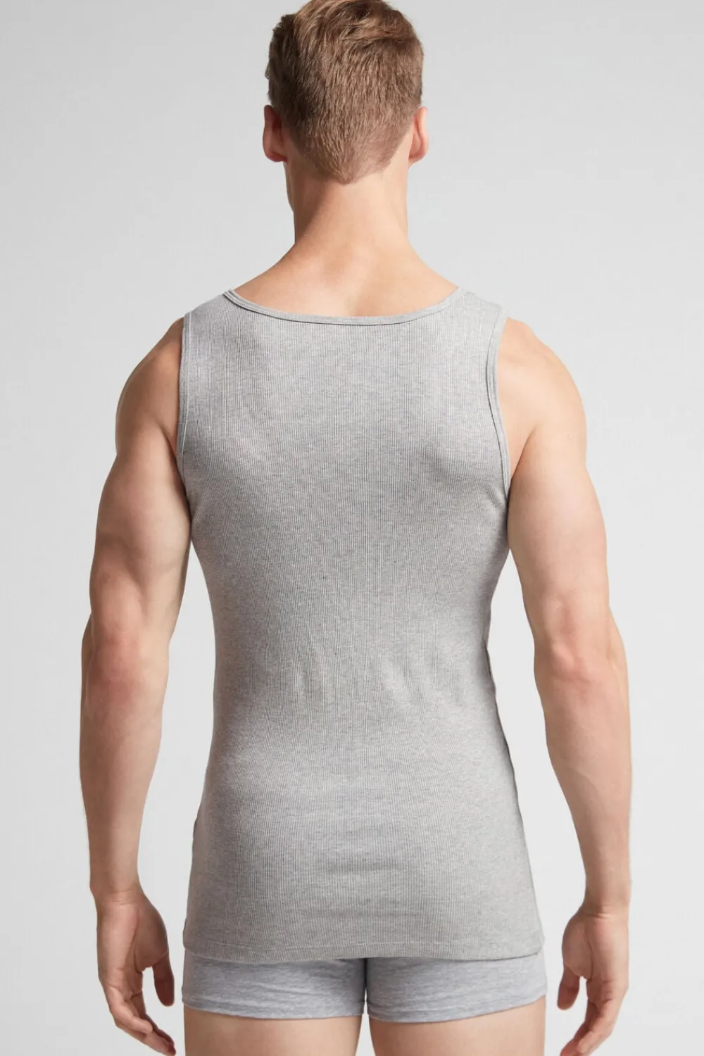 Podkoszulki|Bawełna Superior>Intimissimi Koszulka w Prążek 100% Bawełny Superior szary - 031 - grigio melange chiaro