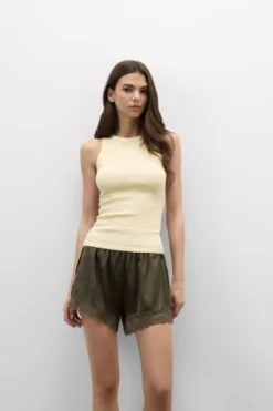 Topy|Bawełna>Intimissimi Koszulka w Prążki z Bawełny Superior żółty - 112k - flan yellow