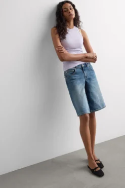 Topy|Bawełna>Intimissimi Koszulka w Prążki z Bawełny Superior fioletowy - 056k - quartz lilac