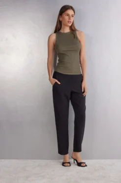 Topy|Bawełna>Intimissimi Koszulka w Prążki z Bawełny Superior zielony - 660j - safari green