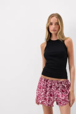 Topy|Bawełna>Intimissimi Koszulka w Prążki z Bawełny Superior czarny - 019 - czarny