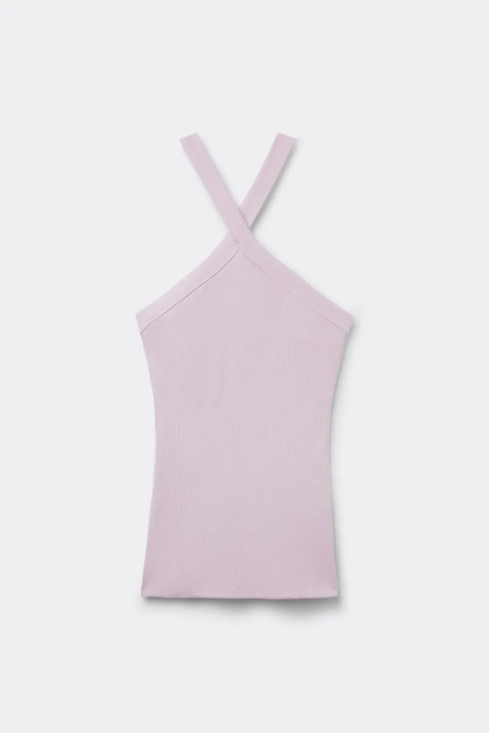Topy|Bawełna>Intimissimi Koszulka w Prążki ze Skrzyżowanym Dekoltem z Bawełny Superior fioletowy - 056k - quartz lilac