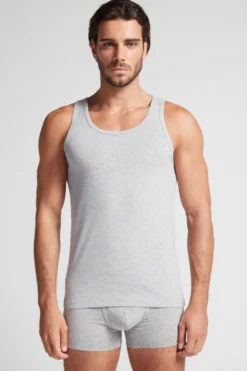 Podkoszulki|Bawełna Superior>Intimissimi Koszulka z Elastycznej Bawełny Superior szary - 031 - grigio melange chiaro