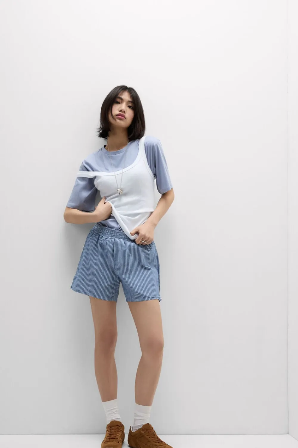 T-shirty|Bawełna>Intimissimi Koszulka z Krótkim rękawem z Elevated Cotton jasnoniebieski - 064k - breeze blue