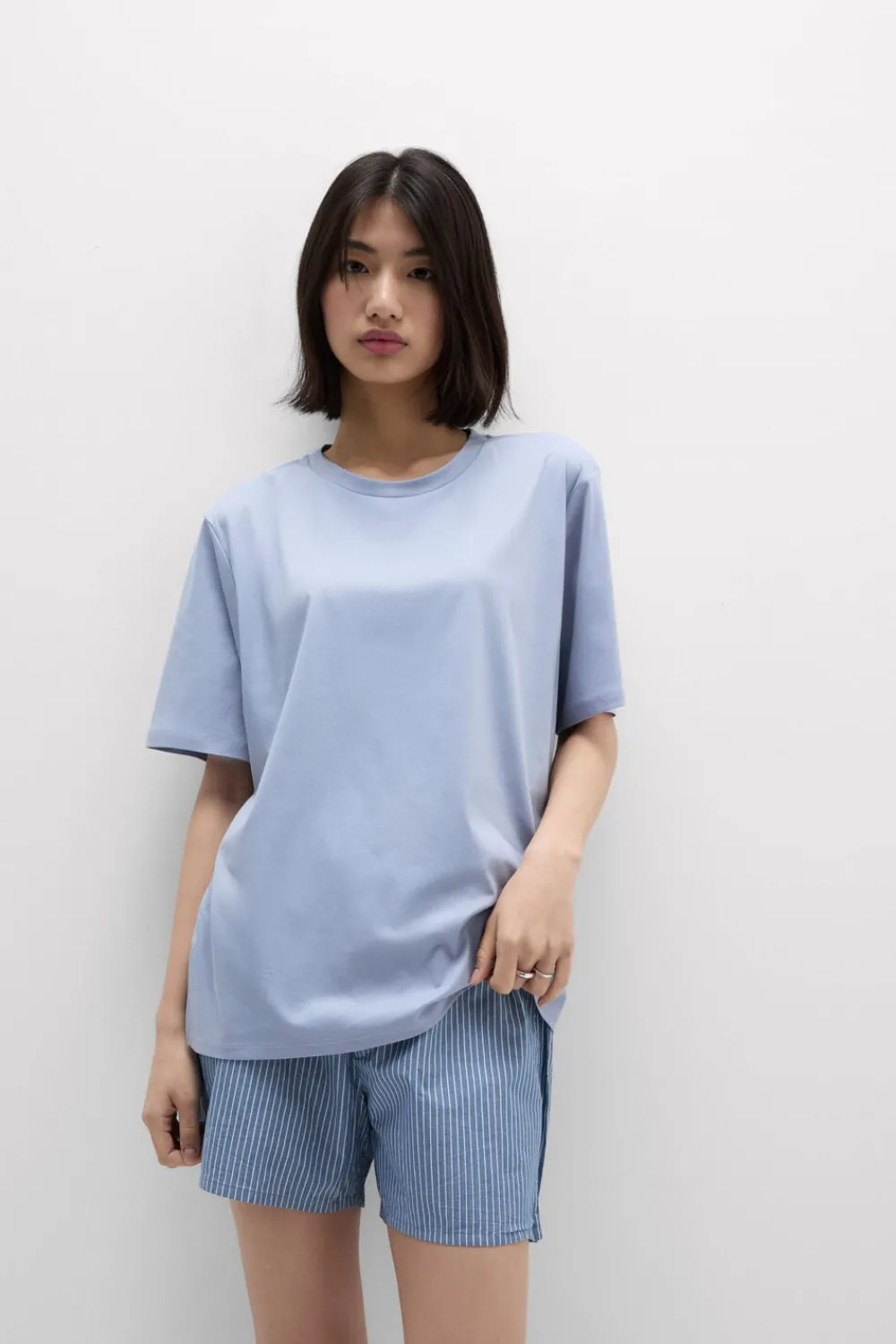 T-shirty|Bawełna>Intimissimi Koszulka z Krótkim rękawem z Elevated Cotton jasnoniebieski - 064k - breeze blue