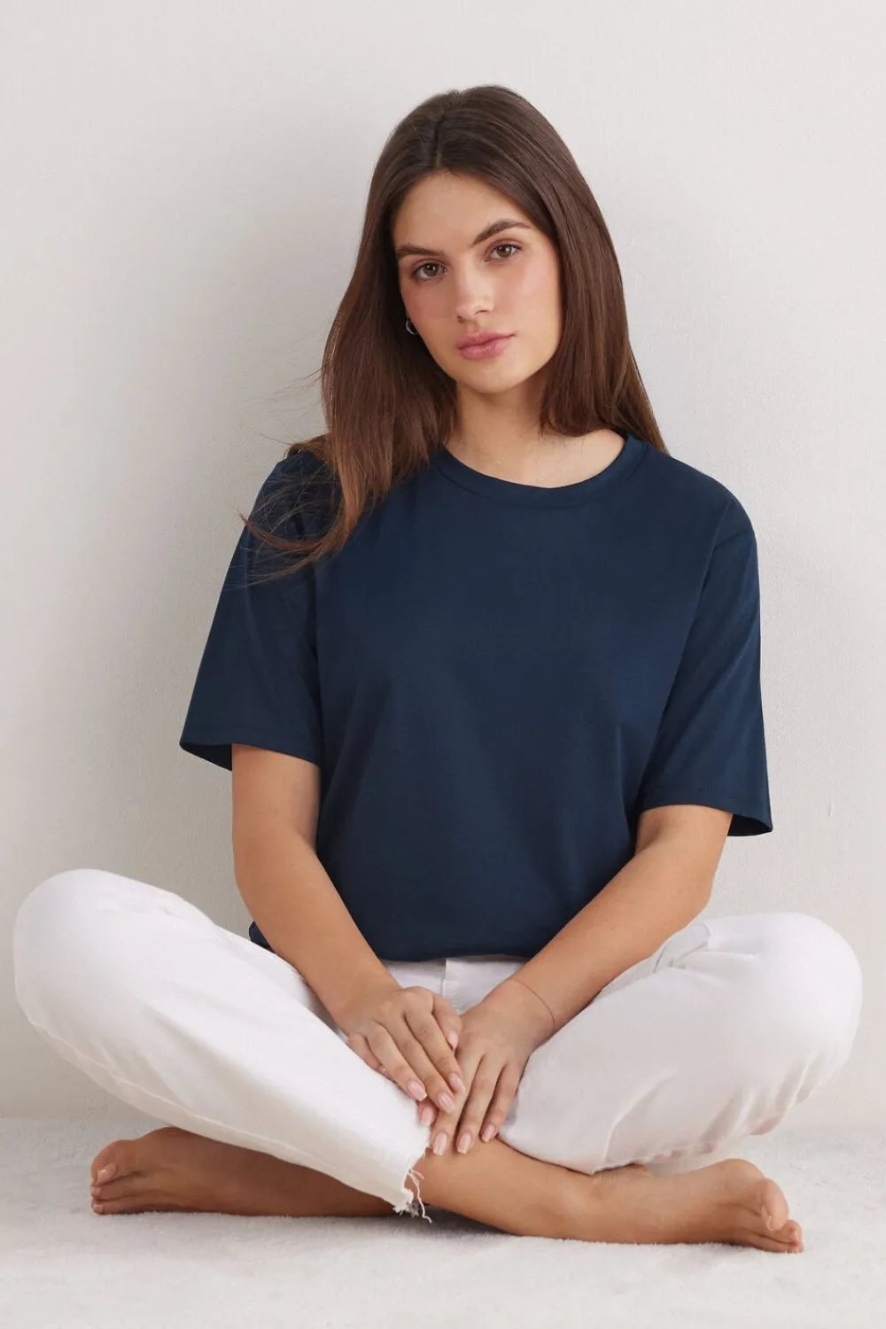 T-shirty|Bawełna>Intimissimi Koszulka z Krótkim rękawem z Elevated Cotton niebieski - 1467 - intensywny niebieski