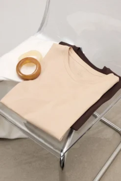 T-shirty|Bawełna>Intimissimi Koszulka z Krótkim rękawem z Elevated Cotton naturalny - 447j - mandorla beige