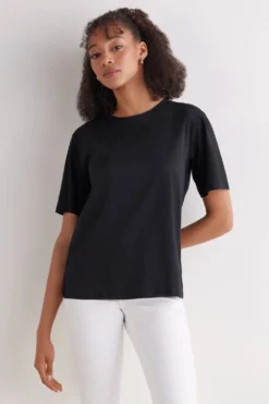 T-shirty|Bawełna>Intimissimi Koszulka z Krótkim rękawem z Elevated Cotton czarny - 019 - czarny