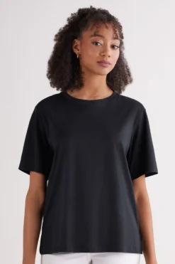 T-shirty|Bawełna>Intimissimi Koszulka z Krótkim rękawem z Elevated Cotton czarny - 019 - czarny