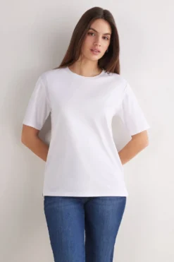 T-shirty|Bawełna>Intimissimi Koszulka z Krótkim rękawem z Elevated Cotton biały - 001 - biały